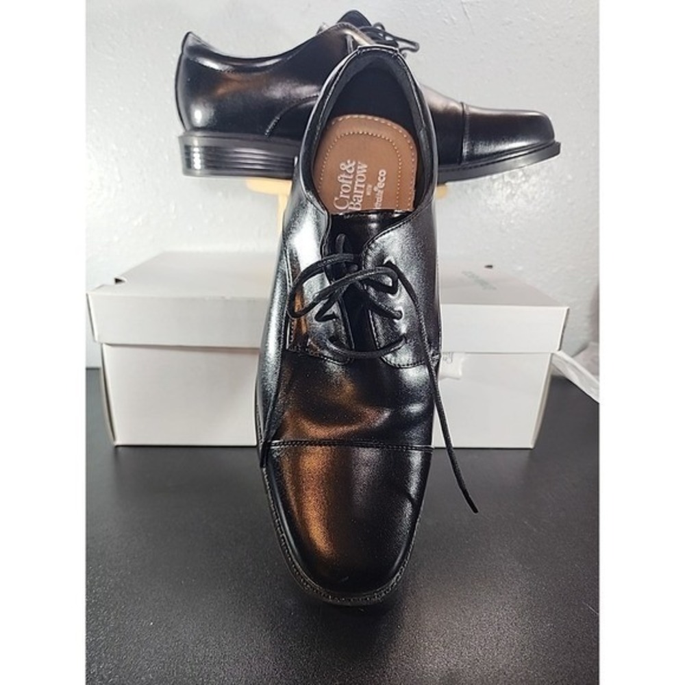 Croft & Barrow‎ Nash Black Ortholite Oxford Dress Shoes Men's Size 9.5 Wide NiB